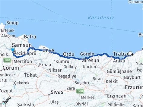 Samsun Vezirk Pr Rize Aras Ka Km Ka Saat Yol Tarifi