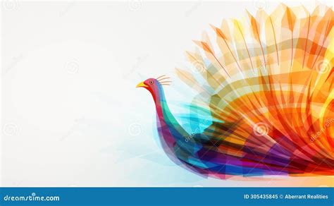 A Colorful Peacock on a White Background Stock Illustration - Illustration of wallpaper ...