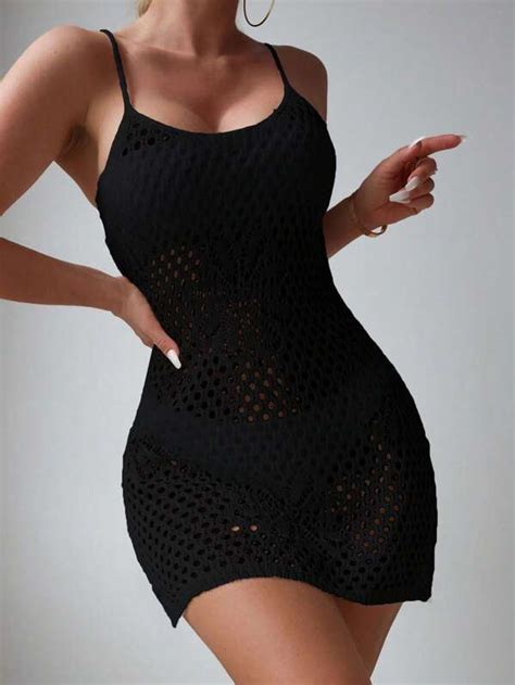 Hollow Out Slit Thigh Cover Up Dress Without Bikini Shein Usa