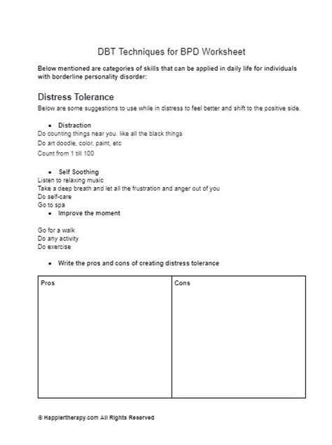 Dbt Techniques For Bpd Worksheet Happiertherapy