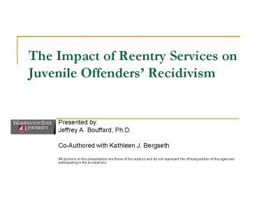 Ppt The Impact Of Reentry Services On Juvenile Offenders Powerpoint