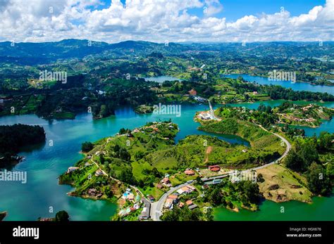 Panoramic View From Rock Of Guatape In Medellin Colombia Stock Photo