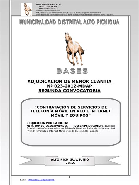 Bases Estndar De Adjudicacion Simplificada Para La SBS Doc