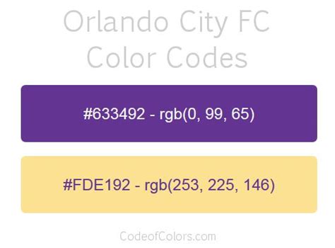 Orlando City FC Team Color Codes | Color coding, Color, Color palette design