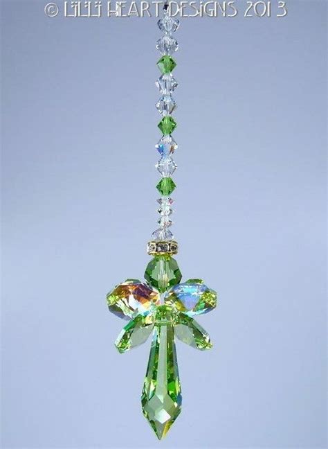 Swarovski Crystal Suncatcher Angel Rare Aurora Borealis Peridot Green