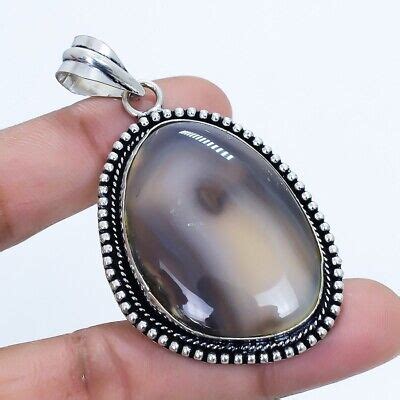 Botswana Agate Druzy Gemstone Handmade Silver Jewelry Pendant 2 4