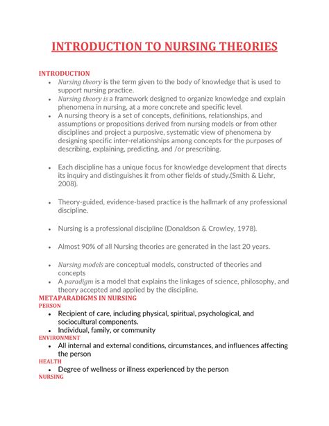 Nursing Theories Introduction To Nursing Theories Introduction