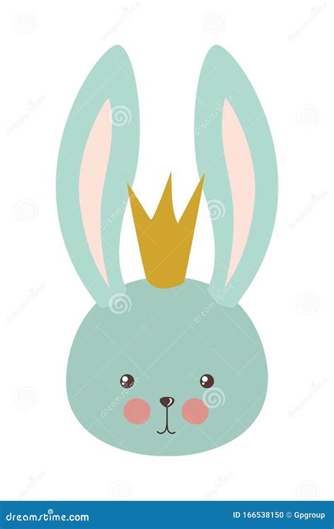 Cute Rabbit Cartoon With Crown Vector Design Stock Vector