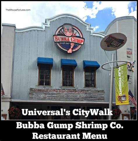 Bubba Gump Shrimp Co Menu Universal S Citywalk