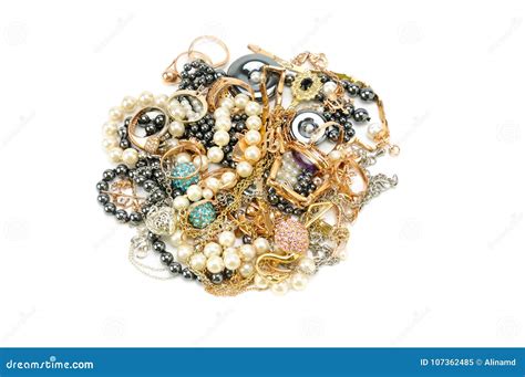 Gold Jewelry Isolated On White Background Stock Image Image Of