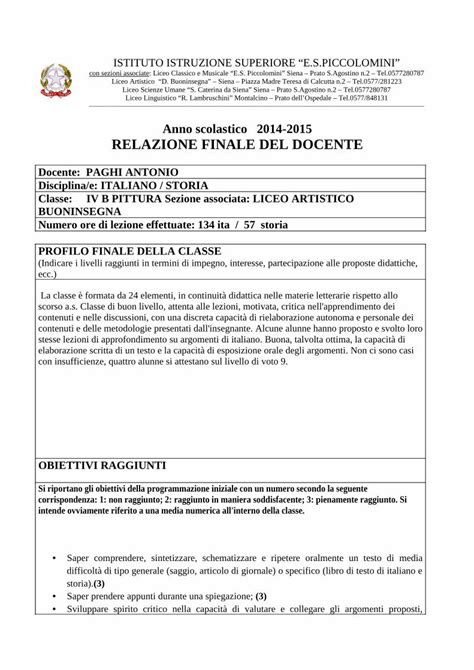 Pdf Anno Scolastico Relazione Finale Del Docente