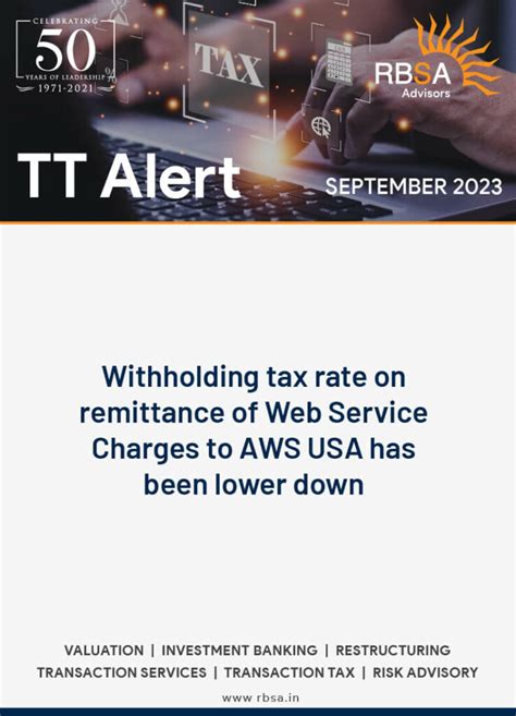 Withholding Tax Rate On Remittance Of Web Service Charges To AWS USA