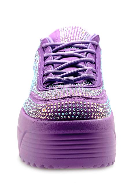 Berness Lily 5010 Twilight Sparkle Rhinestone Purple Platform Sneakers