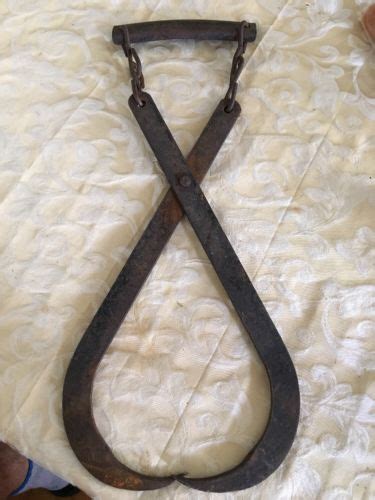 Vintage Iron Hay Hook Tongs Ice Block Carrier Primitive Farm Barn Tool