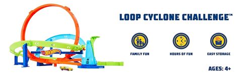 Amazon Hot Wheels Toy Car Track Set Action Loop Cyclone Challenge Playset Scale