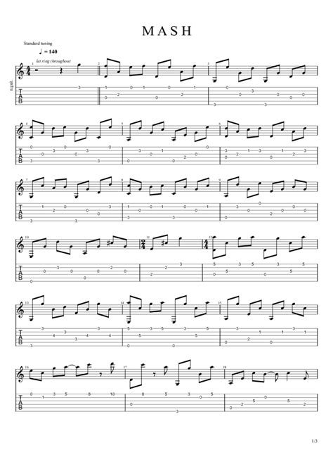 MASH Fingerstyle Tab - Per Olov Kindgren | PaidTabs.com