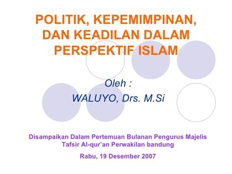 Kepemimpinan Politik Dalam Perpekstif Islam