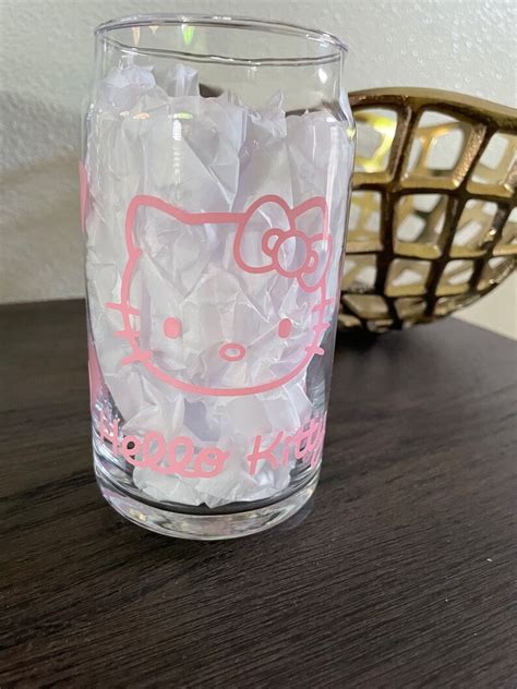 Hello Kitty Cup Beer Can Glass With Lid And Straw Cute Cup Etsy