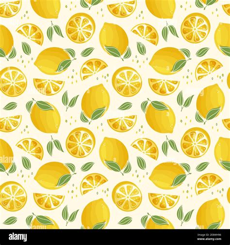 Seamless Pattern With Lemons Modern Background With Juicy Citrus Fruit