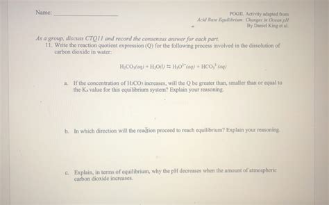 Solved Name Pogil Activity Adapted From Acid Base