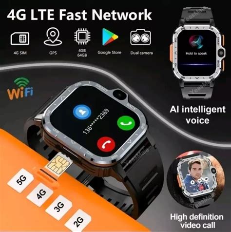 SMART WATCH PGD 4G LTE GPS Scheda Sim Wifi NFC Doppia Fotocamera