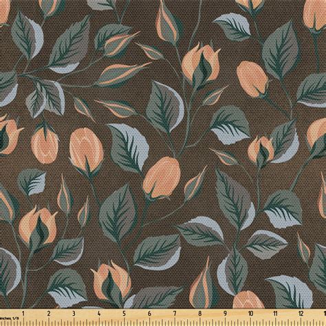 Ambesonne Tulips Fabric By The Yard Fantasy Floral Blooms Print