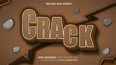 Effet de texte modifiable 3d de fissure réaliste de vecteur avec fond