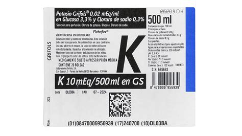 Potasio Grifols Meq Ml En Glucosa Y Cloruro De Sodio