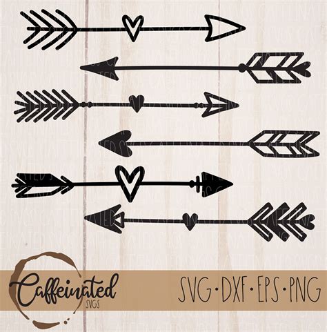 Heart Arrows SVG Arrow Svg Valentines Day Svg Arrow With Heart Svg Heart Svg Hand Drawn Arrows ...