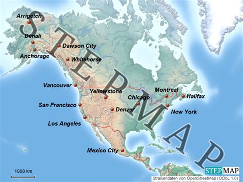 StepMap Nordamerika Landkarte für Nordamerika