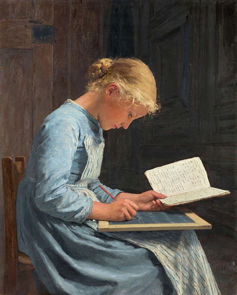 Fleissig Appliquee Painting By Albert Anker