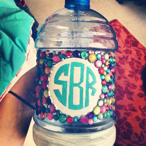 Bejeweled water jug. #tsm #monogram | Sorority crafts, Crafty, Diy crafts