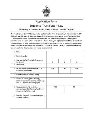 Students Trust Fund Law Application Form Cavehill Uwi Fill And