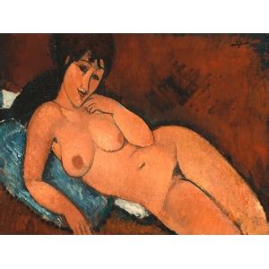 Quadro Poster Stampa Su Tela Modigliani Nudo Su Un Cuscino Blu