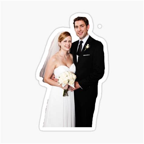 "Pam Beesly and Jim Halpert wedding photo (transparent cutout)" Sticker ...