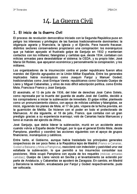 14 La Guerra Civil 3º Trimestre 2ºBACH 14 La Guerra Civil 1 El