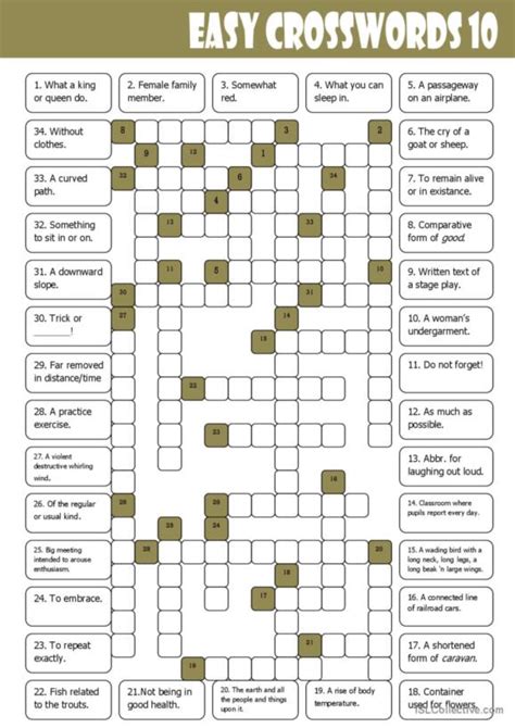 English Esl Worksheets Pdf Doc Crosswords