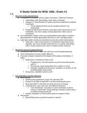 Study Guide For Exam 1 Docx A Study Guide For BIOL 446L Exam 1 Cell