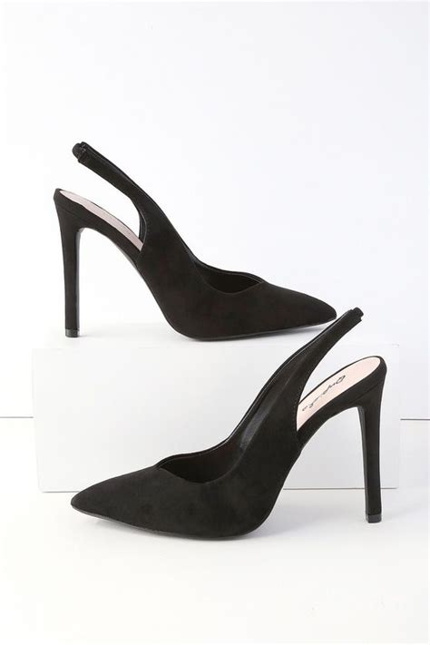 Allie Black Suede Slingback Pumps Slingback Pump Trendy High Heels