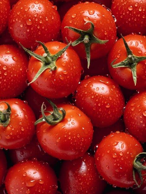 Premium Ai Image A Close Up Of A Bunch Of Red Tomatoes With Water