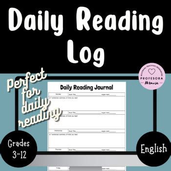 Daily Reading Journal by Profesora Hermosa | TPT