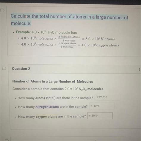 Calculate The Total Number Of Atoms In A Large Number Of Molecule 20