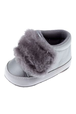 Chicco, Спортни обувки от еко кожа с мъхести детайли, Светлосив, 19 EU ...