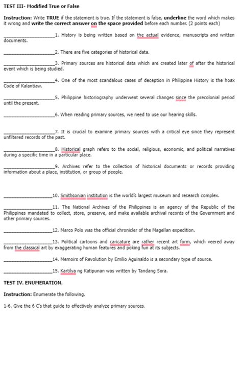 Solved TEST III Modified True Or False Instruction Write TRUE If