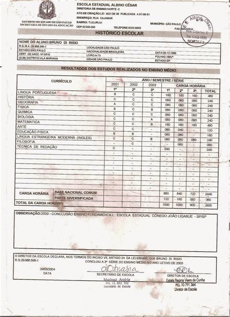 Certificado De Conclusão Do Ensino Médio E Historico Escolar Wood