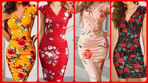 Sophisticated Floral Print Bodycon Casual Wear Pencil Sheath Dresses