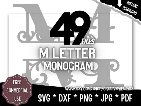 M Letter Monogram for Cricut, CNC, Laser, Etc Creative Projects Instant ...