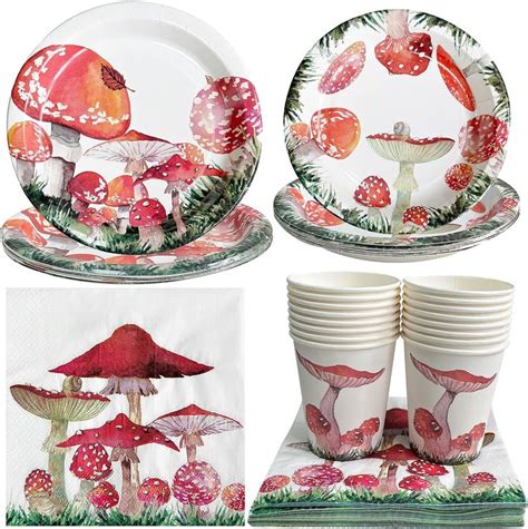 Cieovo Mushroom Party Pack Serves 16 Guest Including Dinner Plates