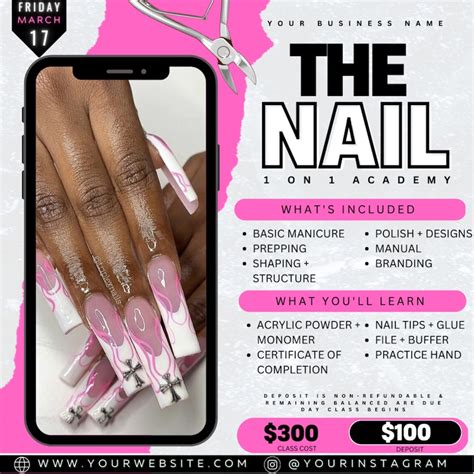 DIY Nail Tech Flyer Nail Class Template One On One Class Instagram Post