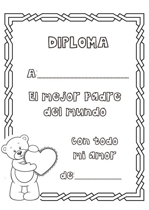 Dibujos Para Colorear Diploma Al Mejor Padre Del Mundo